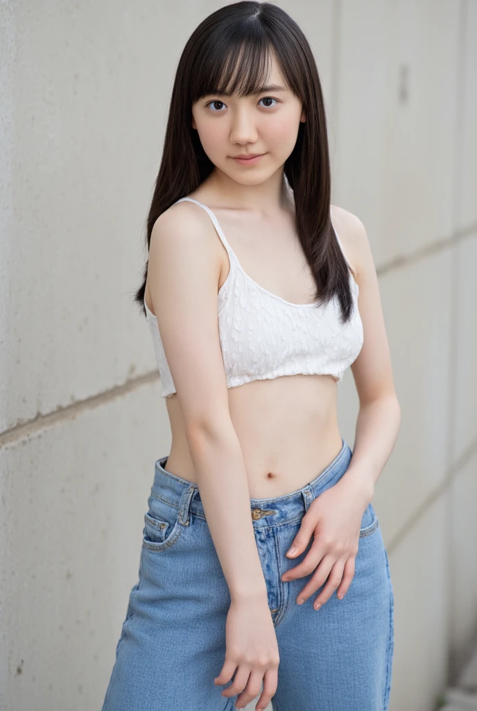 Japanese half-Mexican girl 19 years old Caucasian complexion medium height 1,80