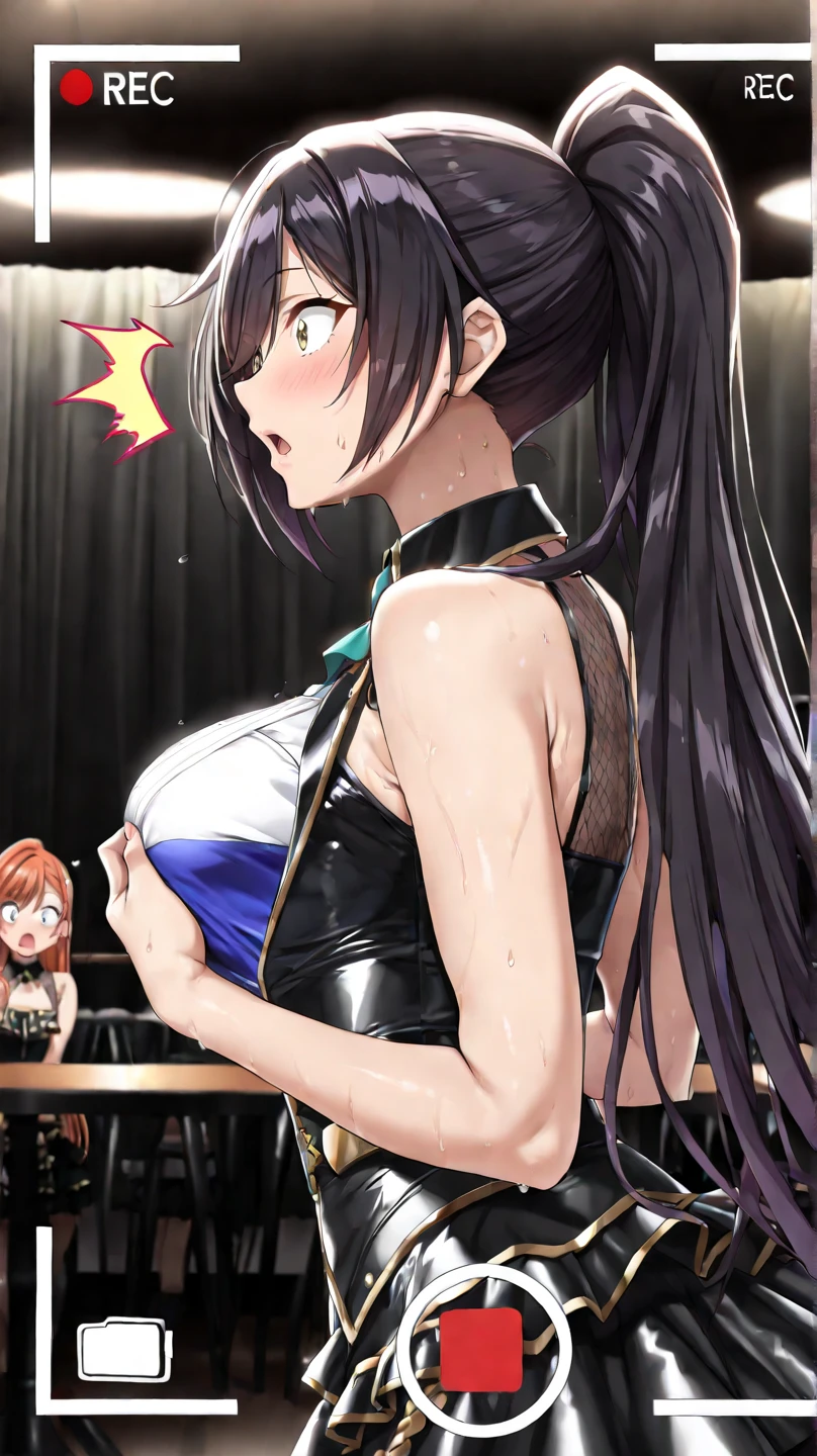 large full breasts、Sexy body、kawaii, Tied shirt, Big breasts、Navel , gals,Unique hair color、Bright hair color、colourful hair、Open your clothes,a metalic bikini,Pink Check Ultra Mini Skirt、fishnet tights、Fancy makeup、((Dark skin:1.5)),(multicolored hair:1.2),On the stage of the gymnasium、Wearing sweat、(opened breast:1.1), agony、(((Embarrassing and angry、Glaring at the viewer、Teary-eyed、But it feels good, so I'm laughing a little)), (BDSM), contempt, muscle, large boob,lotion, 独奏、Spread your legs、Crab crotch、Lusting、hard breathing、Sex Expressions、a large amount of cloudy liquid drips from the genitals、(((masturbation、plunging the vibrator into the genitals yourself)))srestrained, ((straddling the iron bar)),(tied perfectly by chain), Restraint, Slave, collars, contempt, (Chained), ((Chains digging into the crotch)), Squirting, Lusting、hard breathing、Sex Expressions、a large amount of cloudy liquid drips from the genitals、Drill Vibe、The machine is violently moving the genitals in and out、the presence of vibrators on the genitals,,Large group of delighted classmates、audience、