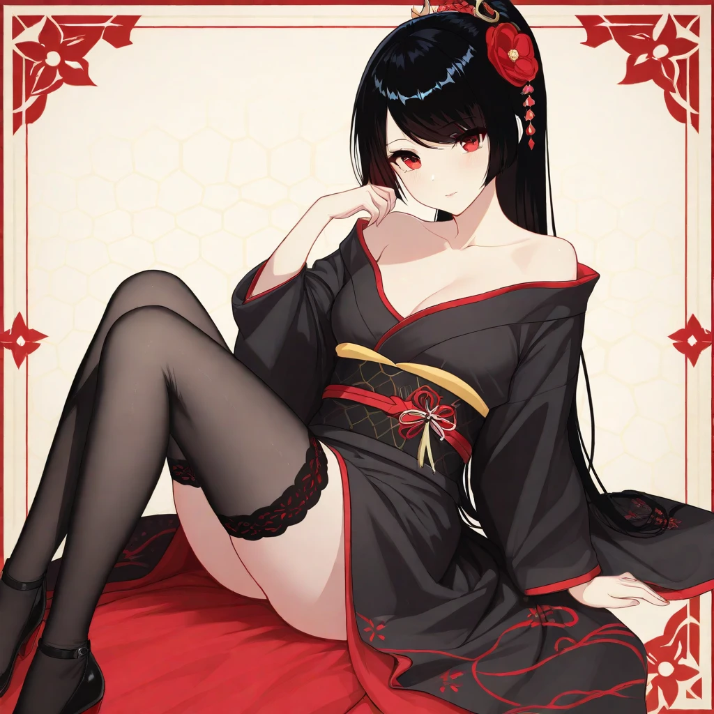 front, masterpiece, top quality, night, chinese style, ancient china, royal, cold expression, expressionless, long black hair, light pink lips, calm, triple band, purple pupils, assassin, flower ball background, facial details, correct limbs, (NSFW:1.0), 1girl, prominent crotch, saliva at the corners of the mouth, strangled especially tightly by red panties, kneeling on the bed, showing a shy expression, tears in the corners of the eyes,