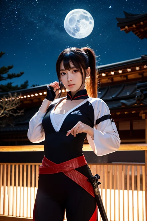 Anime style, anime-like, animated, illustration style, 1girl, city of Tokyo, night, cityscape, city lights, upper body, close-up, smile,,(8k, raw photography, best quality, masterpiece:1.2), raiden shogun, raiden, request smile, smooth texture of clothes,