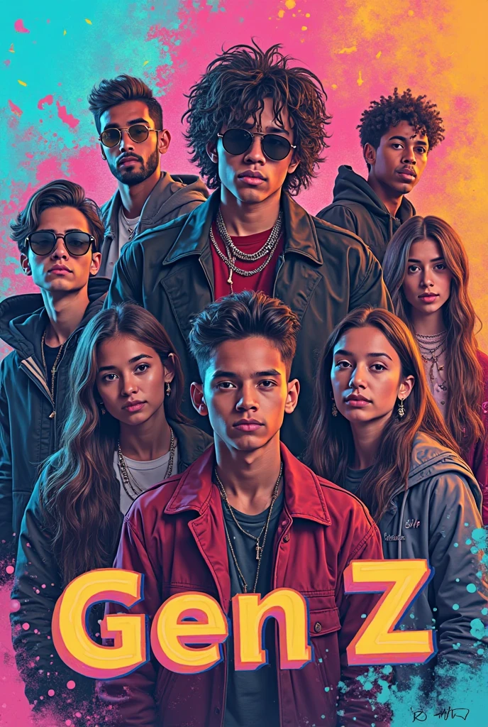 In a room Children with guitars playing at being a rock band  , and a poster called PROZAC in a room in Mexico City in the 1980s ,traveling in a time machine to the future where they become great rockers