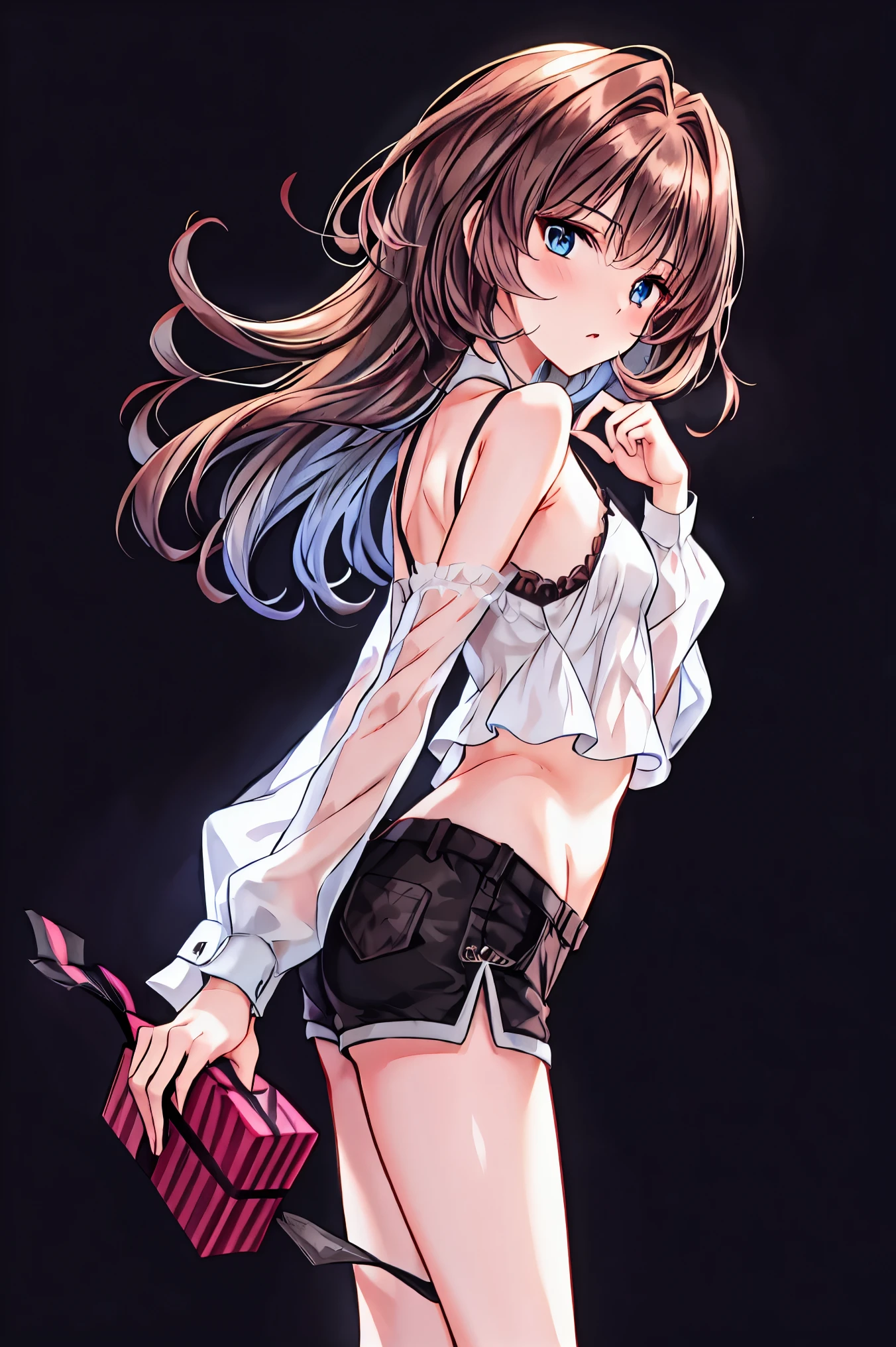 The girl pole dances for the guys who look at her with love. The girl is dressed in a small tight Bra and tight panties. The girl is pole dancing