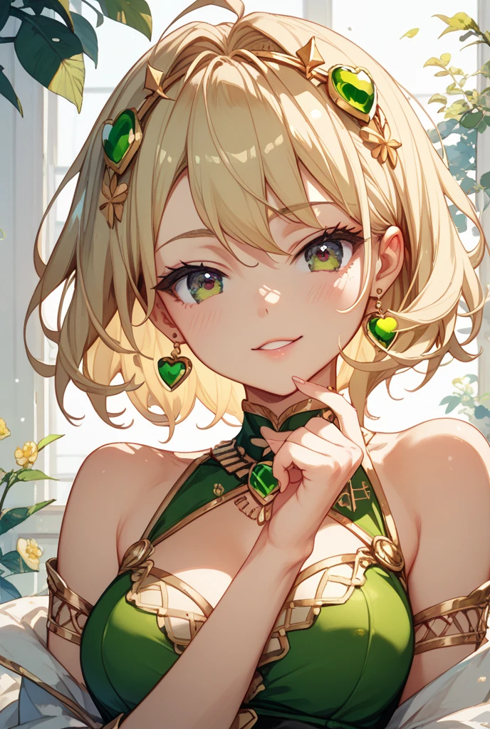An anime girl with green eyes and blonde hair sitting at a table., Beautiful Anime Girls, Cute anime waifu in a nice dress, Anime Goddess, Cute Anime Girl, Enchanting anime girl, Beautiful anime portraits, Cute girl anime visuals, Attractive anime girl, Beautiful Anime Woman, Detailed digital anime art, Lori, Beautiful and attractive anime woman, Cute Anime Girl