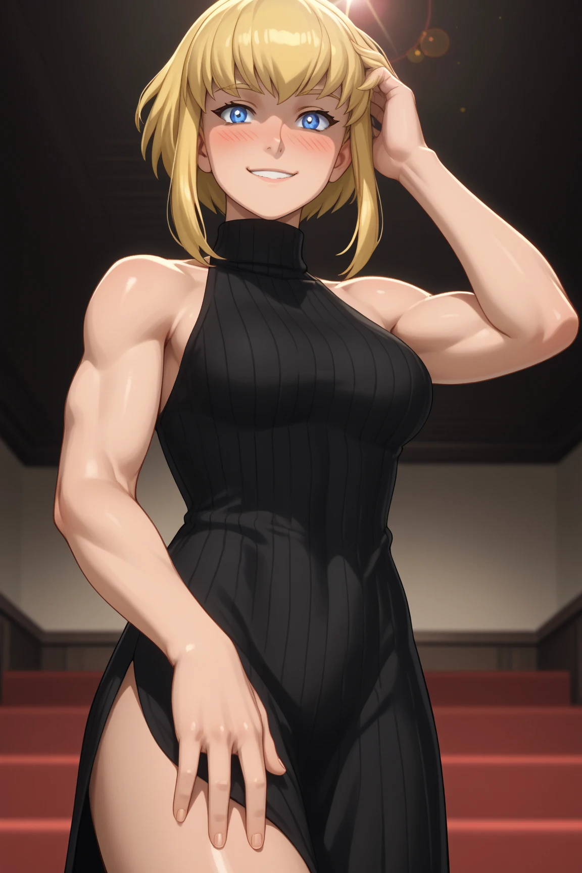 (cowboy shot), sfw, (masterpiece), (best quality:1.0), (ultra high resolution:1.0), detailed eyes, break MitsukiMHA, mature woman, dynamic pose, sports bra break (gorgeous view)
