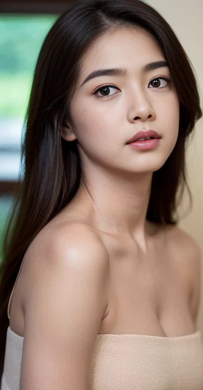 ((Beautiful woman,Full nude body shot,Long Hair,Simple background))