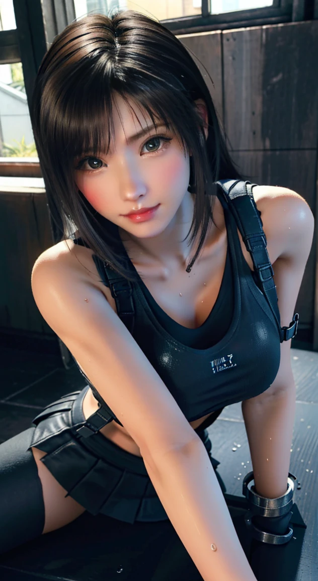 (highest quality)，masterpiece，Super detailed，8K, UHD，Beautiful woman，japanese woman，No expression，whole body，((tattoo))，slim，black slacks，white tank top，(female mafia)，gangster，(cyberpunk city)，night，cinematic lightening，underworld