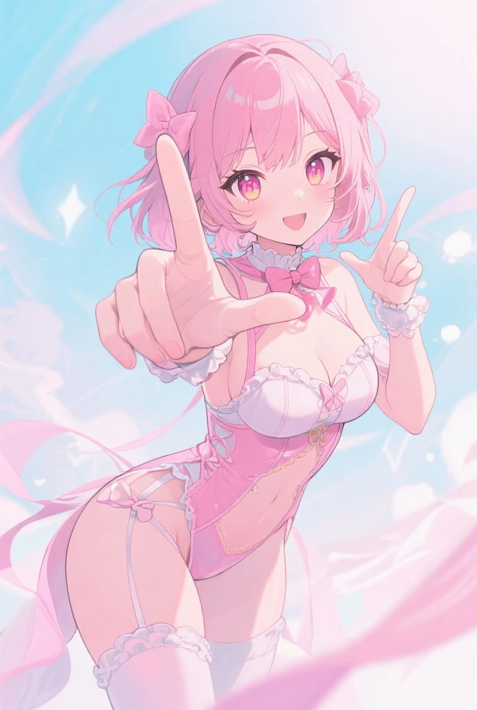 chibi character,Rabbit motif,(brush),((cute,kawaii,wonderland)),((pastel color)),((Cute assortment)),(Shy laugh),Shiny beige hair,(Rainbow),(heart:1.2),(NSFW:1.2),((Panty shot:1.2)),((Beautiful breasts:1.15)).