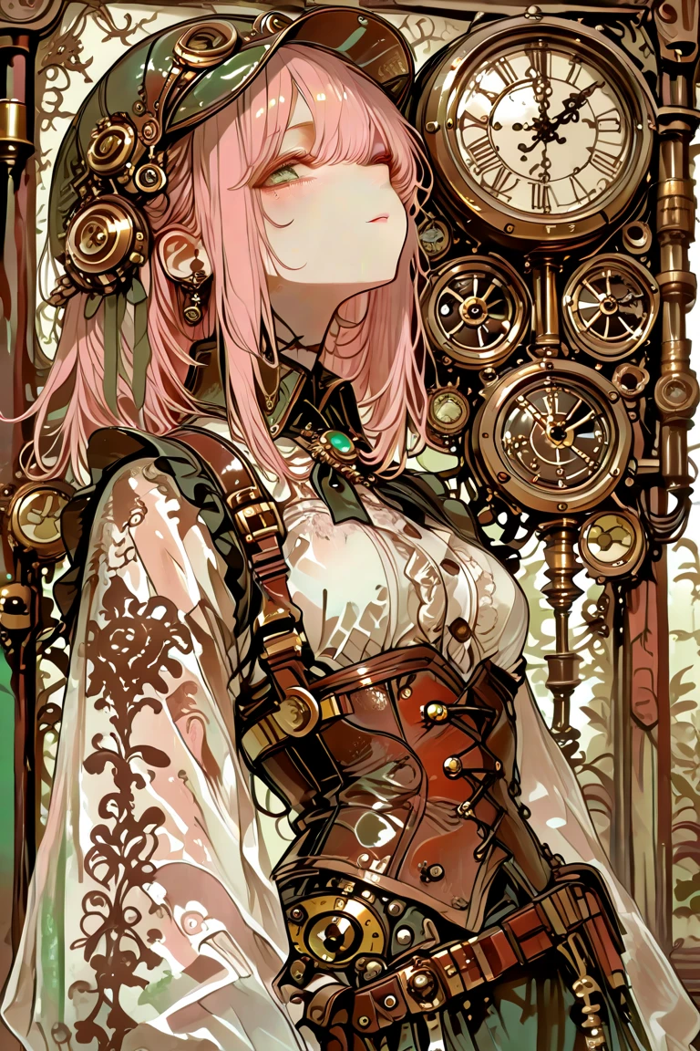 clock、mechanism、steampunk、girl、tuner、Gear、Spring