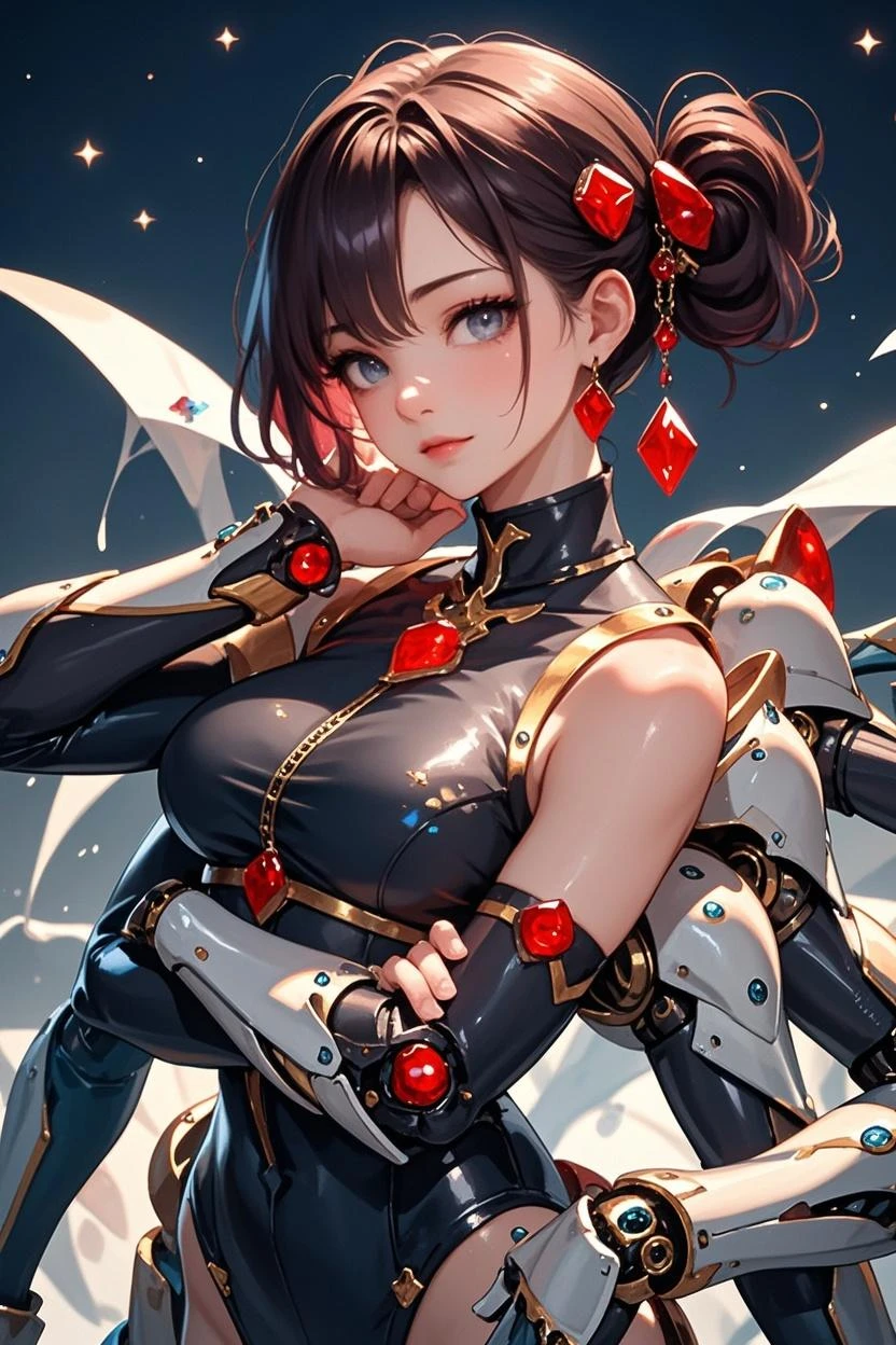 (comic book style),(linear art_Anime),(masutepiece, Best Quality, ),(Laura Bad Picture:1.2),(Lora Add Details:1.2),A highly detailed,(flat-colors:0.8), 8K,1 girl in、(Futuristic Chinese Fashion_Luxurious embroidery:1.2),Cyber Chinese Style_high-tech backdrop、(machinery background_Chinese background:1.0)、(cyberpunked:0.8)、(Cyber Gun_Cyber weapons:1.0)