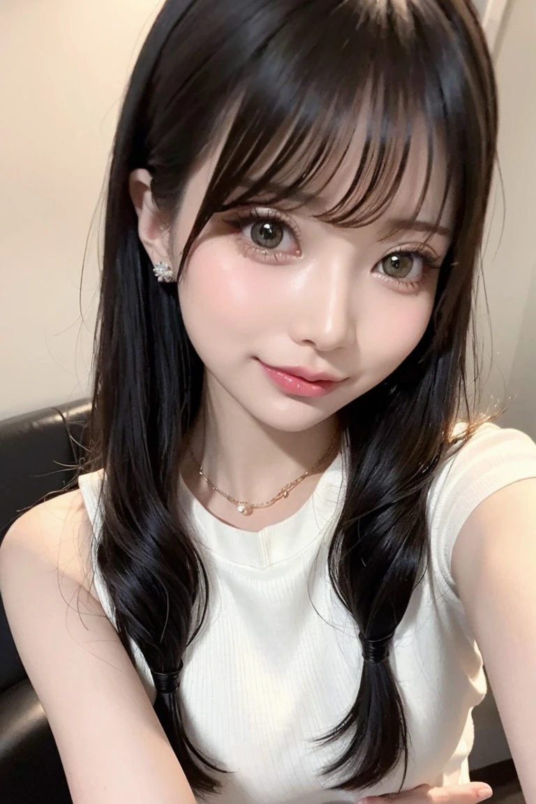 On the table、best quality、Photorealism、Finely、high resolution、８wallpaper、Perfect dynamic posture、Beautiful slender eyes and long hair、（Big breasts 1.2）、casual sexy pose、Random situations、Selfie Angle，Looking at the camera，（Tight round neck black mesh lace shirt）、、Gentle smile、50 years old、（Perfect Eyes 1.3）、Mature adult beauties、Japanese、