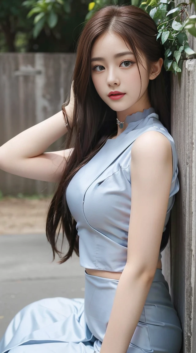 best qualtiy，sface focus，the soft light，（depth of fields），超高分辨率，（Photorealsitic：1.4），RAW photos，Bigboobs，Open navel，（sportrait：1.4），（From the front side）1girll，独奏，adolable，（Shy，ssmile：1.1），（with brown eye），Detailed beautiful face，（mid day_Hair）， The hall of the castle of Europe，Walk，（off-the-shoulder shirts），