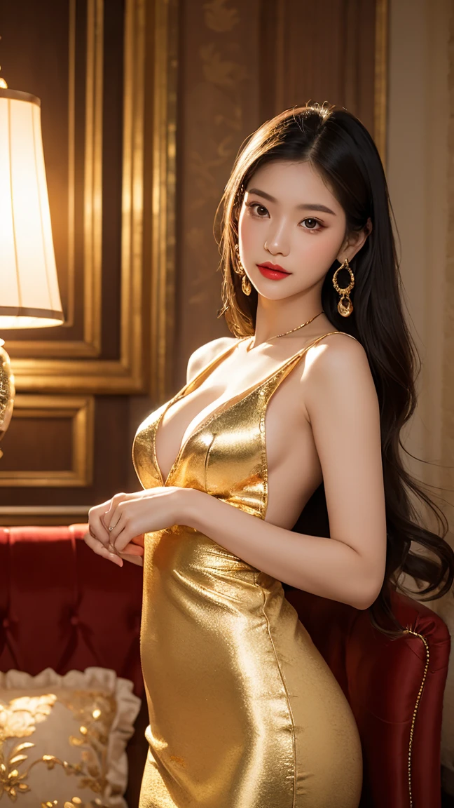 highest quality, live action, RAW photo, 1 female, beautiful body, big, Glamour, summer, sexy, China dress,