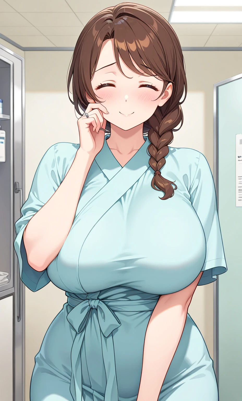  ((highest quality)), ((Complex)), ((surreal))、very detailed, 1 girl, ((big breasts)), perfect hands, finger details, beautiful and fine eyes, short hair, brown eyes、Japanese、((Kindergarten①))、Childminder,embarrassed、babe、baby、see through、drunk、ahegao
