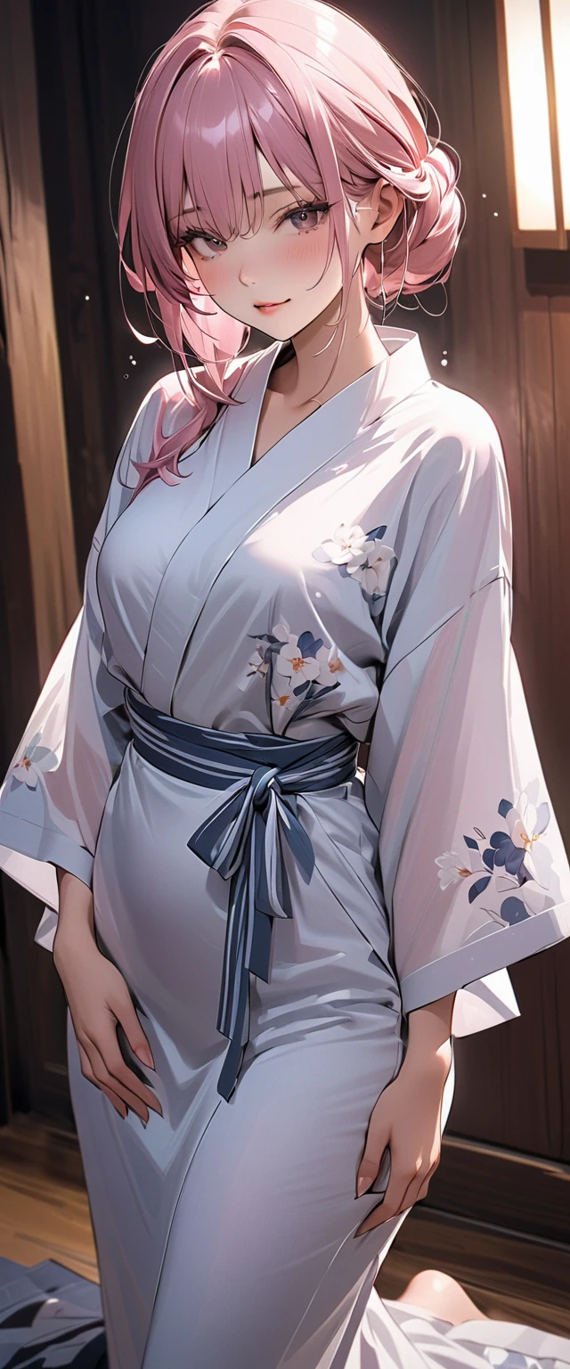 ((masterpiece(:1.4),Highest quality,Ultra-high resolution,Highest quality,8k,Extremely detailed,In detail))。night,Japanese,(A beautiful woman),glossy,slim,Large Breasts(1.6),sexy,glamorous,Golden Ratio Style,Perfect Style,White powder applied to face and neck,Flashy gal makeup,Red light district,Bedroom,Oiran,Prostitute,Sunny day outfit,Uchikake,Gold brocade,((A gorgeous kimono)),A cutting board belt tied in front,Hair tying,hairpin,hair ornaments,Gorgeous costumes,Beautiful standing posture,Presence,Exude sex appeal,looking at the camera,