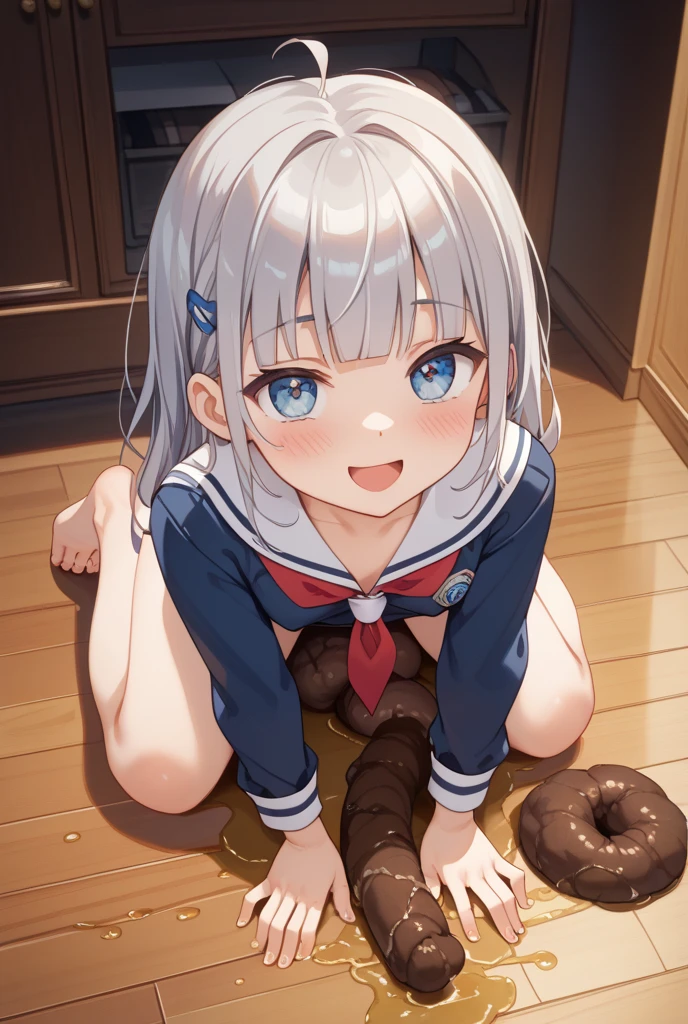 ((masterpiece, Side Lighting, finely detailed beautiful eyes: 1.2)), Super detailed, Ultra-high resolution, Professional Lighting, High quality makeup, beautiful detailed eyes, sexy, beautiful, Big eyes, Cowboy Shot, (Girl:1.3), hinatsuru ai, blue eyes, Black Hair, Brown Hair, Ridiculously long hair, Ahoge, Twin tails, Blue and white dress, Yellow ribbon, White Beret, smile, blush, wariza, Spread your legs,orgasm,blush, Sweat,White panties、Squat、Look at this、skirt、、Attacked by tentacles、Tentacles wrap around my legs、Tentacles in the crotch、Captured by tentacles、cry、shout、Ecstasy face、skirtの中の触手、Do not run away、Lying down、Torn clothes、skirtの下からスパッツが見えます、Spread your legs、Disheveled clothing、skirtをめくった、