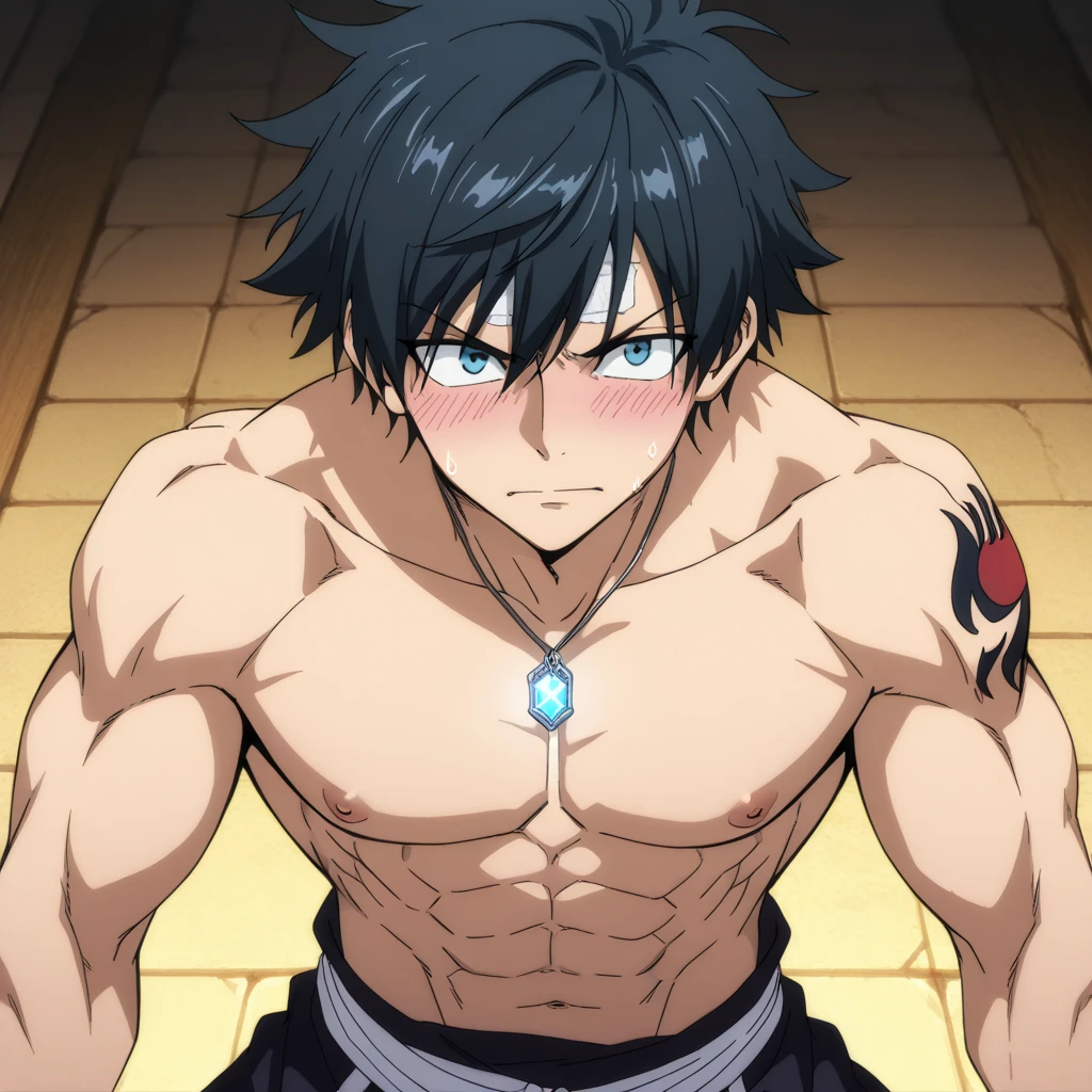 Sasuke, topless, blue briefs, muscle growth, showering, bathing, 12-year-old boys,