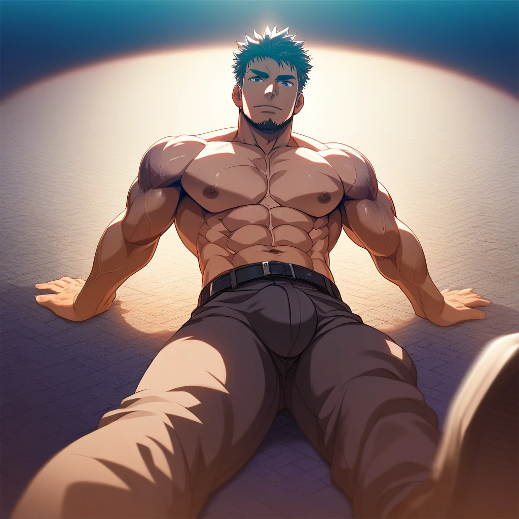 illustrate raikage ay from anime Naruto sleeping shirtless