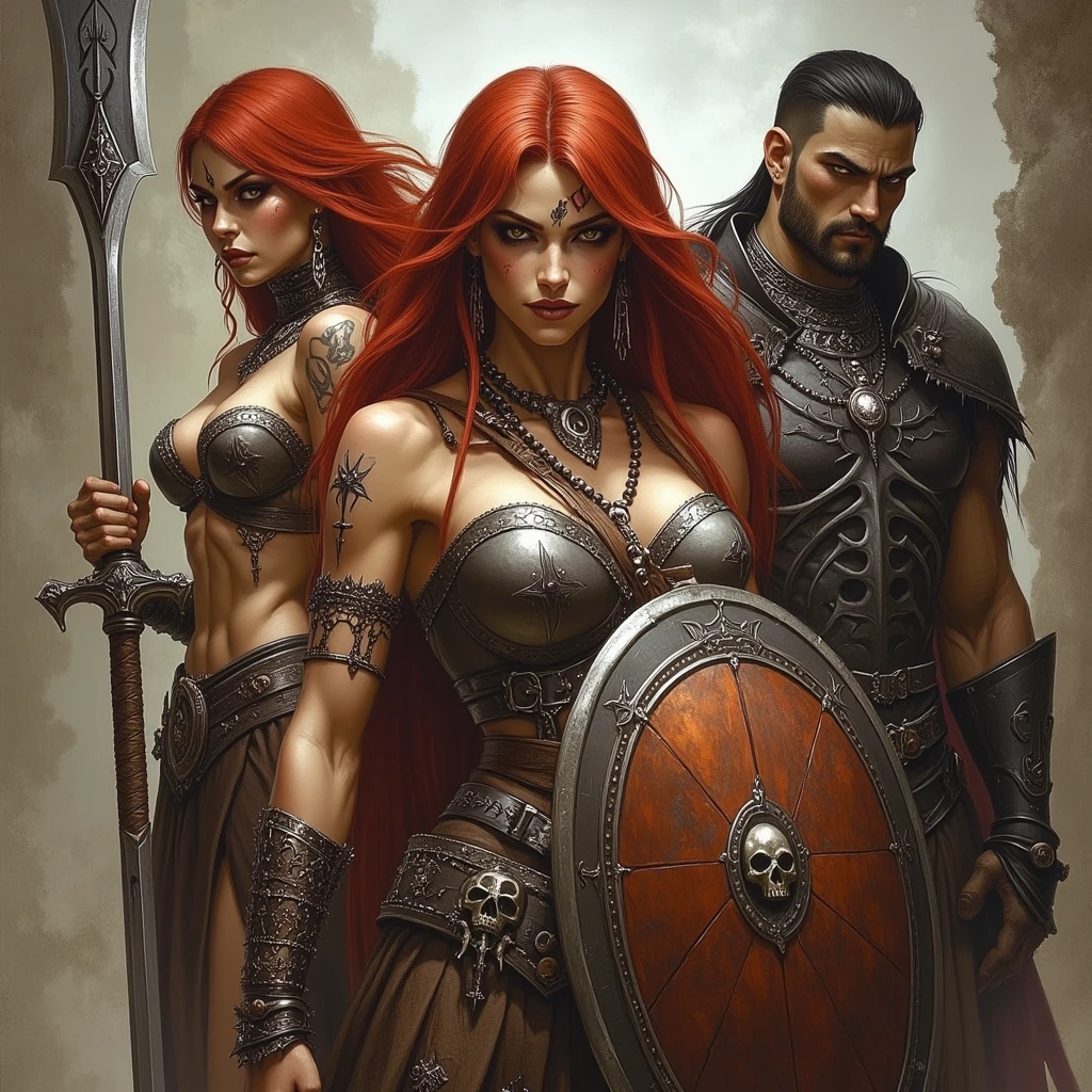 human female barbarian, fantasy art, dungeons and dragons
