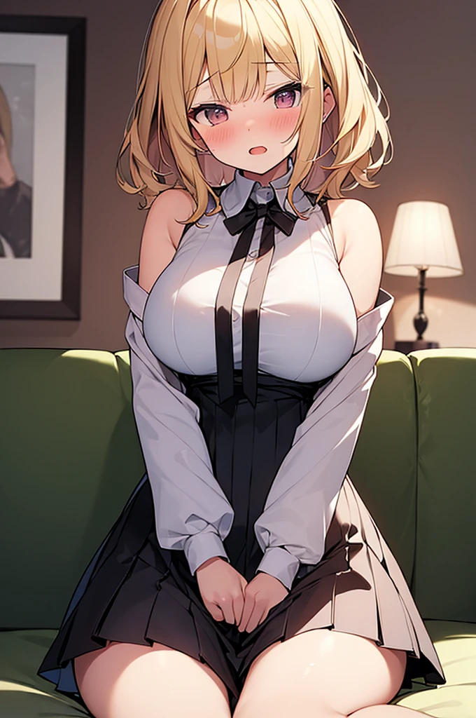 masterpiece,highest quality,(Super detailed),masterpiece,written boundary depth,perfect sentence, Detailed CG,Super detailed,(highly detailed eyes,very cute face,highly detailed face:1.3),beautiful anime girl,(solo girl:1.5),(super huge breasts:1.3),break,(smile full of joy),open your mouth,View viewer,break,ahoge, braid, hair ribbon, armored dress, ribbon, gauntlets,blonde,short hair,Ahoge, Braid, bun hair, hair ribbon,green eyes,(Black hooded hoodie,Open outerwear,casual shirt),long sleeve,denim shorts,