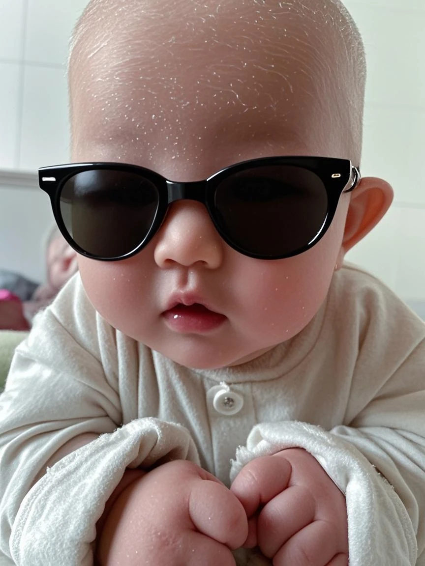 Teenage mother wearing glasses、Komono、Holding the baby