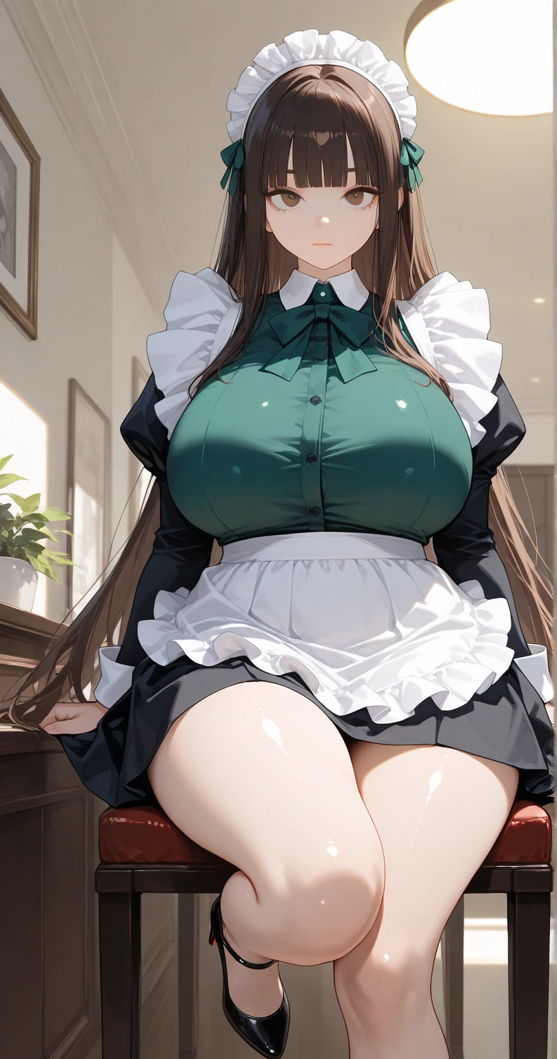 Solo, Breast view, 7 feet away ,Not so close, Zoomed out, Nakedness , nakedness, , no clothing on, 1woman, very curvy, huge breasts, massive ass, mature, smiling, long brown straight hair, green eyes, sexy , slit on the left side, dark brown skin, pretty face, seductive, slutty, gigantic breasts!!!!, top heavy, overweight, chubby, ginormous breasts!!!!, expanding breasts, out of proportion breasts, worlds biggest breasts in the world, big wide hips, big ass, big juicy ass, no bra, no bra, no shirt, , naked, no shirt, no clothing, huge areola, absurd size breasts, seductive, High quality , pink areola , pink nipple,OPPAI RATIO!!!!, ((((OPPAI)))), biggest breasts, colossal breasts!!!!!, Fat oversized mega big obese breasts, blushing, long brown straight hair, high quality, very beautiful, beautiful women,woman with a big breast and a big boob, thicc, curvy, oppai, commission for high res, fullbody commission, oppai proportions, full body!, very curvy, huge breasts, massive ass, mature, smiling, long brown straight hair, green eyes, sexy , slit on the left side, dark brown skin, pretty face, seductive, slutty, gigantic breasts!!!!, top heavy, overweight, chubby, expanding breasts, out of proportion breasts, worlds biggest breasts in the world, big wide hips, big ass, big juicy ass, no bra, no bra, no shirt, , naked, no shirt, no clothing, huge areola, absurd size breasts, seductive, High quality , pink areola , pink nipple, puffy , OPPAI RATIO!!!!, (OPPAI), biggest breasts, colossal breasts, Fat oversized mega big obese breasts, blushing, long brown straight hair, high quality, very beautiful, beautiful women, tight green dress, green, tight green dress, enormous breasts, huge gigantic enormous fat oversized breasts, no blonde hair, brown hair, brunette, long hair, big body, highly detailed, maid , maid outfit, cleaning maid, maid job, embarrassed, embarrassed!, maid suit