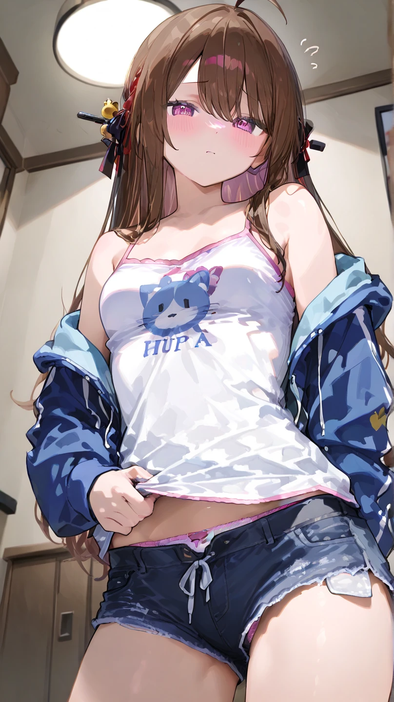 a cute girl with shiny hair, clear skin, and ultra detailed eyes, masterpiece, best quality, high res image, panties, jyojipan