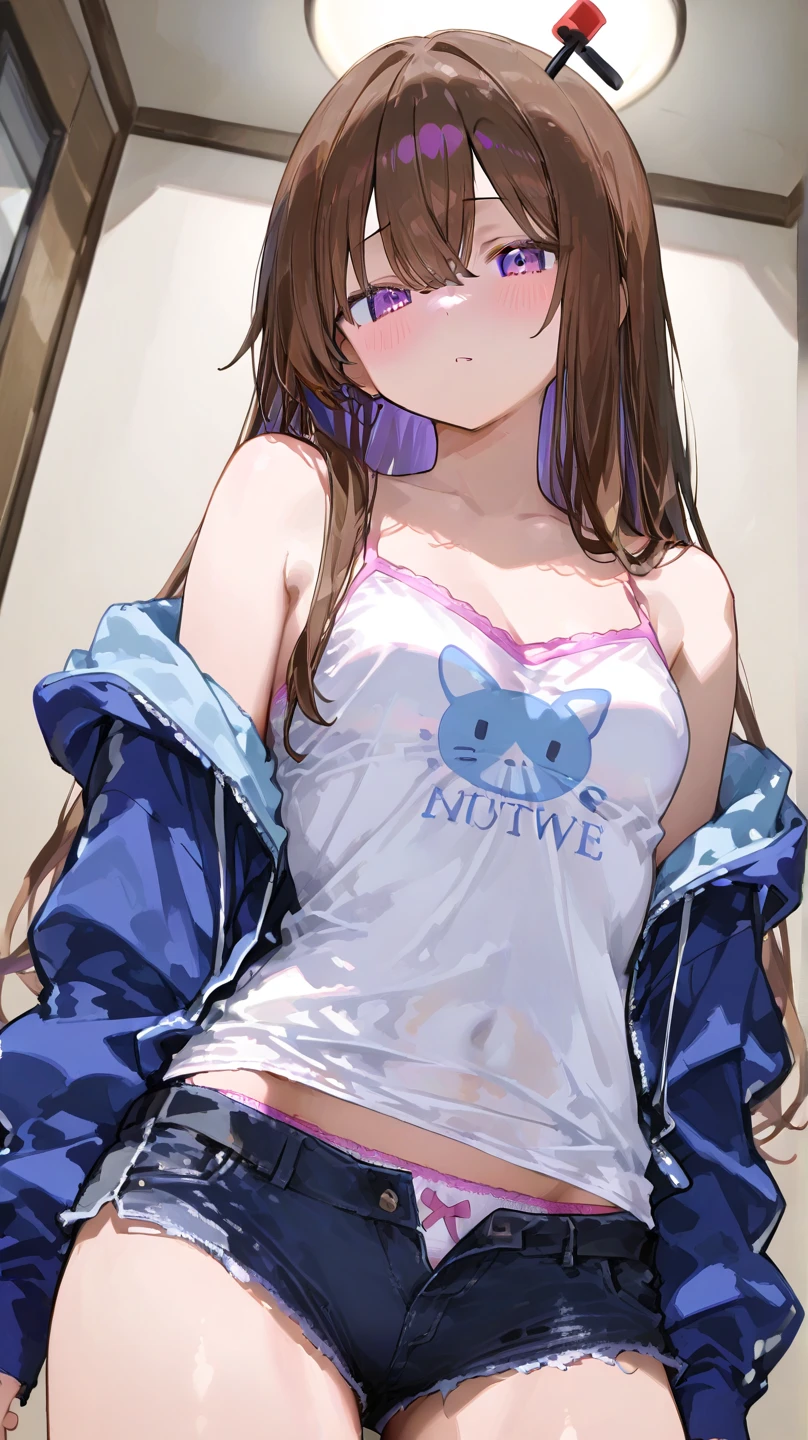 master-piece, bestquality, 1girls,16 years old, View viewers from front, HD, slight smile, big tits, cleavage, tights cloth, , tiny body, under tits cleavage, look down, stand up, merkuriaprisoner