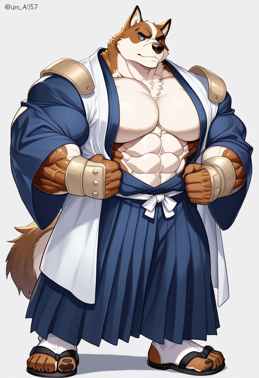 masterpiece, best quality), best resolution, (9tails:1.5), ninomae, fox ears, fluffy fox tails, fox paws, gigantic penis with gigantic balls, gigantic muscular body, full body.