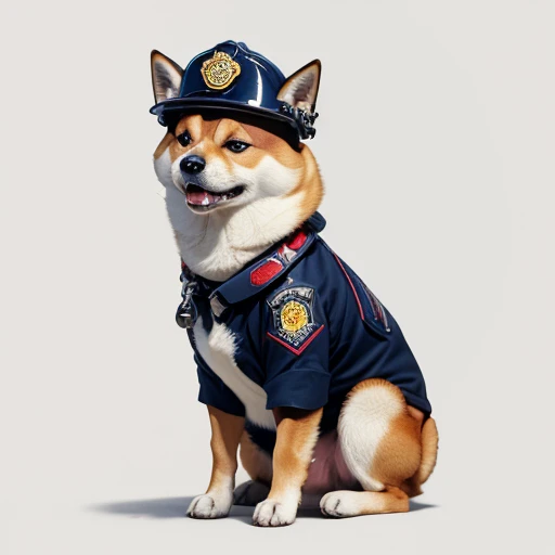 dog wearing police costume, vhslora