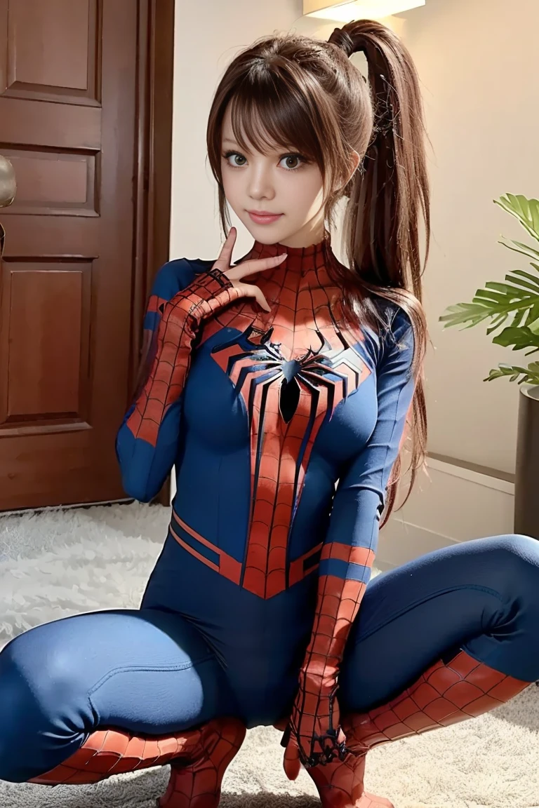 extremely detailed CG,UHD wallpaper, Extreme details,(realistic:1.2),(((best quality))), ((ultra-detailed)),beautiful and aesthetic,1girl,(masterpiece:1.4),glowing skin,dramatic shadows, intense shadows, SIGMA 35mm F1.4, ISO 200 Shutter Speed 2000,Photorealism,{photorealistic}, photogenic, Girl, finely detailed,HIGH RES, {{intricate detail}},(((beautiful detailed lighting))),beautiful detailed colorful eyes, best quality, 1girl, masterpiece, best quality, 8k, detailed skin texture, detailed cloth texture, beautiful detailed face, intricate details, ultra detailed, european youth, european beauty, (Spider-Man uniform:1.2), (straight red hair), freckles, (liying down on her back), at bed, (legsupms:1.5),