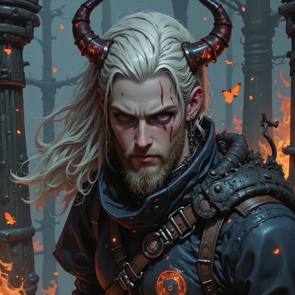 (Zombie King, with sharp claws, rotten body, with a trace of blood at the corner of his mouth, ancient battlefield, surrounded by gunsmoke, background is the battlefield on the border of the Qin Kingdom, : 1.5, surrounded by fire, smoke), surrounded by blue and black lightning particles, (best quality), extremely delicate and beautiful, amazing, fine detail, masterpiece, hyper-detail, high resolution, (best illustration), (best shadow), complex, stunning skin detail, clear focus, volumetric fog, 8k UHD, DSLR, high quality, (film grain: 1.4)