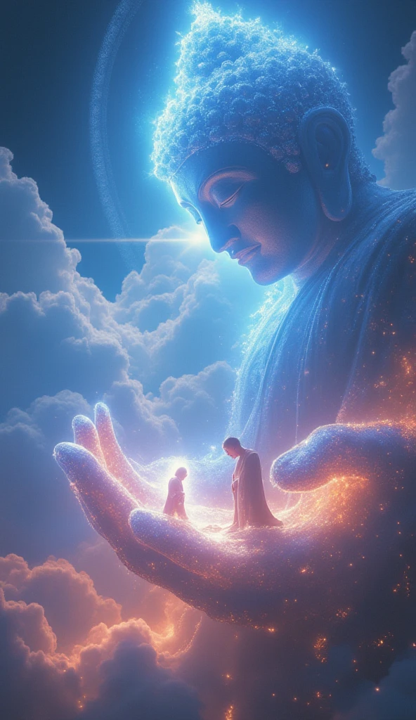 a psychedelic buddha statue,a young girl,dancing together,vibrant colors,surreal,abstract,dynamic pose,whimsical,dreamlike,psychedelic visuals,detailed figural composition,intricate patterns,glowing aura,ethereal lighting,fantasy,mystical,spiritual,beautiful detailed eyes,beautiful detailed lips,extremely detailed eyes and face,long eyelashes,(best quality,4k,8k,highres,masterpiece:1.2),ultra-detailed,(realistic,photorealistic,photo-realistic:1.37),vivid colors,studio lighting
