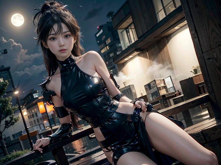 Digital Cyberpunk、neons、near future、Rin drawn in great detail々Shishi Face、NSFW、((Honor Students))、Well-formed face、girl with 8Head and body、a small face、A slender、Very skinny、skinny、tiny chest,Ribs、discreet breasts、Smaller chest、small tits、beauty legs、Constricted waist、dented belly、Model body type、Beautiful hair、Backgrounds that look like real photos、(((Enjoy)))、(((Thigh strap for only one leg)))、(((Turned)))、Paripi、big crowd、Very large audience、Being watched、galleries、Emphasis on the chest、Elegance、Constricted waist、long legged、Raw feet、No pants、thigh strap 、Showing the crotch、NSFW,Put something in the crotch、boots、gloves、Farbe々Pose、on the road、Reveal madness