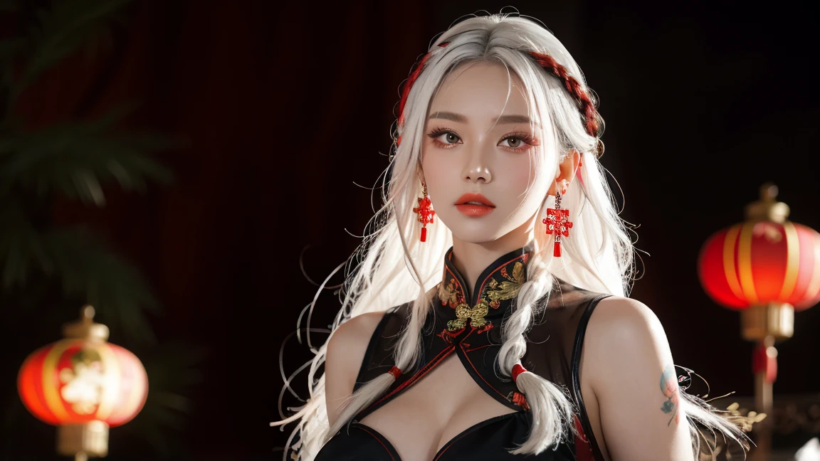 score_9, score_8_up, score_7_up, BREAK,
Hyperrealistic photograph,A mature female figure is depicted with a perfect physique. Her white hair and red eyes give her a striking and otherworldly appearance, reminiscent of a Chinese deity. She gazes directly at the viewer, her posture confident and her pose alluring, exuding a sense of confidence and grace.
Her face is clean and beautiful, with a pure expression and pale skin. Her absurdly long hair cascades down her back, adding to her ethereal beauty. Her narrow waist accentuates her hourglass figure, and her attire includes an extremely detailed 8K Chinese long embroidery silk robe and silk long clothes, each piece rich in detail and intricacy.
The background is clean and simple, with no distractions, allowing the viewer to focus solely on the character. This artwork is a perfect blend of beauty, grace, and cultural richness, showcasing the artist's skill in creating a visually stunning and captivating character.