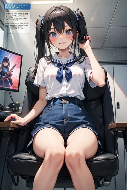 Ultra HD、super high quality、masterpiece、detailed、8K、The place is your room、A high school girl in her room1Person sitting and listening to music on headphones、studying、15-year-old high school girl、The high school girl is Russian and has long black hair.、Has blue eyes、She has a flower tattoo and a glamorous figure.、The clothes she's wearing are one-piece dresses.、Black lace stocking on the left leg only、Pretty sexy、Lo-Fi images