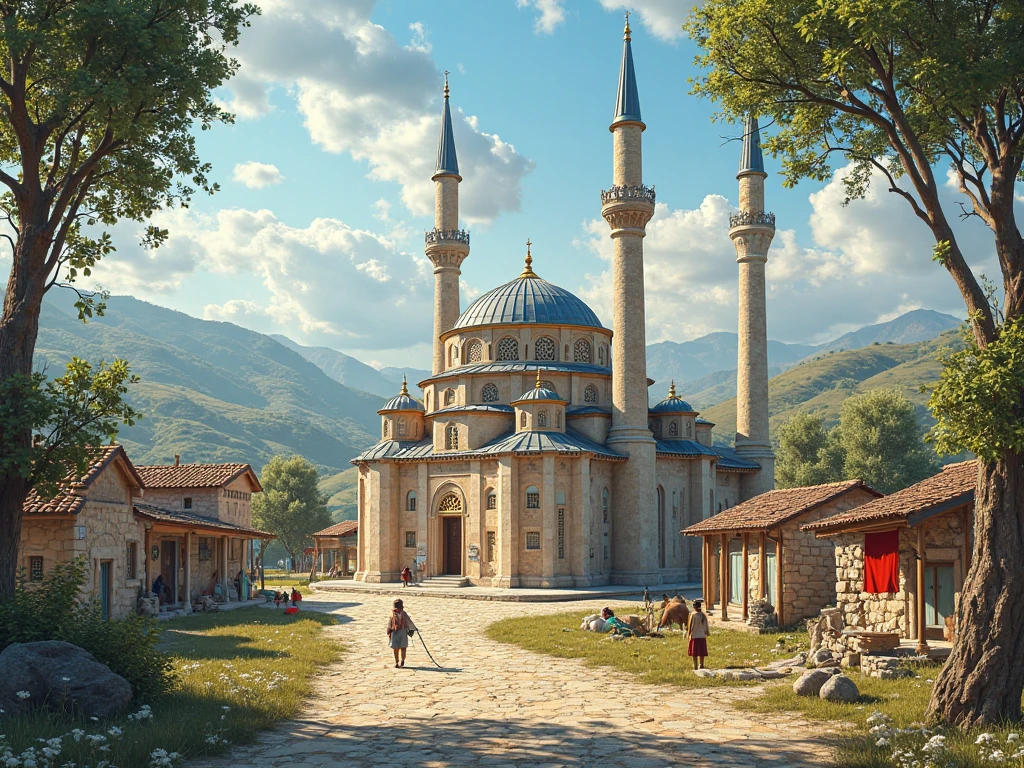 Gaon me ek masjid ke pic bnakr do