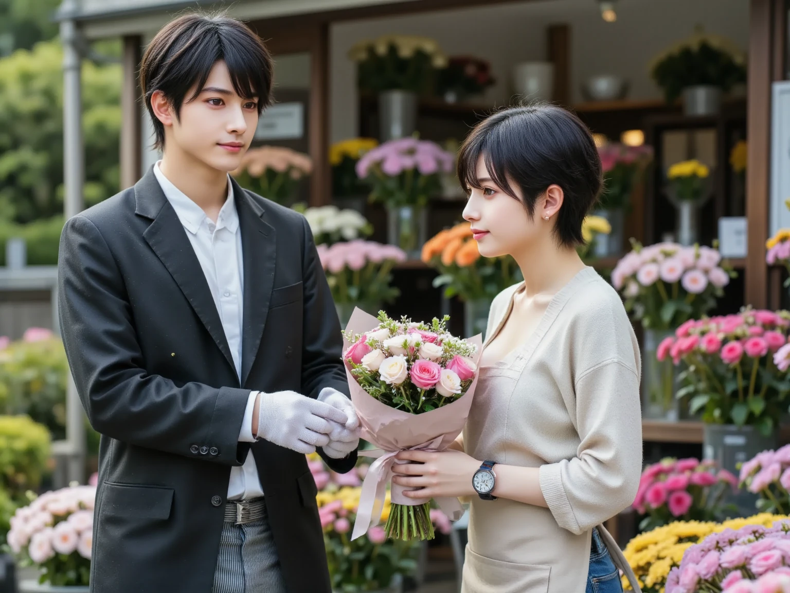 Picnic date with tall male idol Meguro Ren in the park.
He ate a lot of bento deliciously.The two of us read a book and chat.
his gentle smile