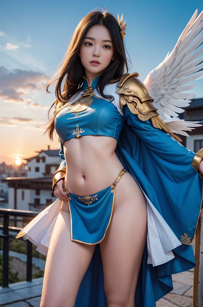 Greek warships、She has white angel wings on her back