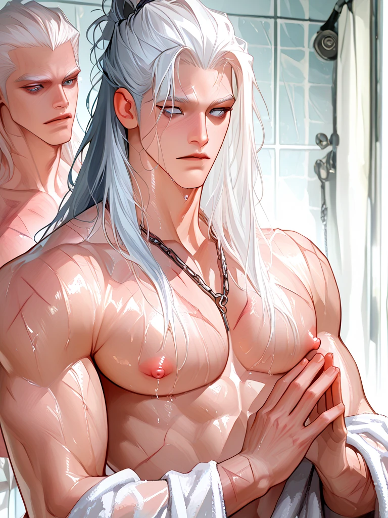 beautiful eyes,{best quality}, {very aesthetic}, {ultra-detailed}, {best illustration}, {{2boys}}, beautiful eyes,bl, Boys love,Two sexy boys have anal sex,(Fox ears),open mouth,((otoko no ko)),(silver hair),(long hair),nsfw,anal sex,Fully nude,pale skin, ager, cum in ass,bukkake,Medically correct human body,flat chest,completely nude,Transparency