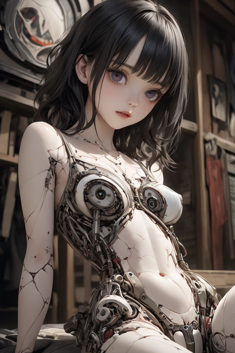 Highest quality,masterpiece,Ultra-high resolution,mechanical,Full Body Machine Girl、Under maintenance、nsfw,BDSM, Karakuri doll、Mixing tube、Steampunk Style、,nsfw, BDSM