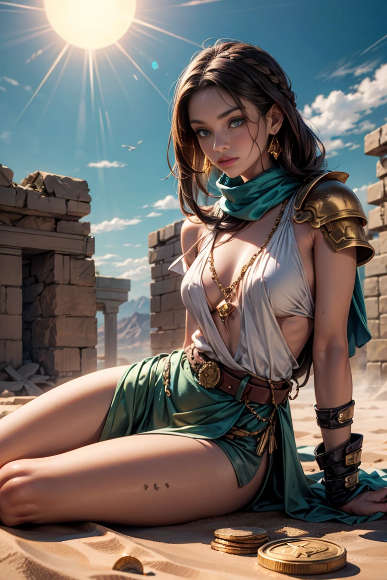 (masterpiece:1.4), (best quality, highres:1.9), (Natalie Imbruglia:1.4), (sexy ancient greek clothes:1.3), (horny:1.45), (Hands behind back:1.5), (magical sundawn:1.3), (eyes half-closed:1.15), ((big redone breasts:1.5)), (photorealistic:1.4), (intricate and beautiful:1.2), (detailed light), (colorful), (highres textures), dynamic pose, soft light passing through hair, (sharp), exposure blend, (bokeh), (hdr:1.4), (cinematic), (12 years old girl), beautiful face, [alluring], (Colossus of Rhodes scenery background:1.35)
