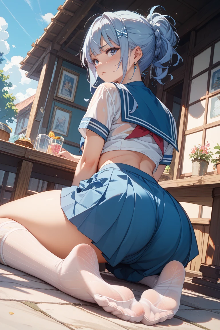 NSFW,(masterpiece、Beautiful Japan and Anume style、extremely detailed 8k CG、Sharp lines)、hi-school girl、blue hairs、cute little、serafuku、skirt rift、Detailed white sheer lace sheer thong mini thong panties、cammel toe、Thighs Thighs Nose protrusion、anime styled、美しいアニメのhi-school girl、A seductive anime girl、Smooth Anime CG Art、美しいアニメのhi-school girl、Beautiful anime girl、huge udder:1.5、(vaginal、ssex:1.5、One strong man:1.5、thick penises、Overflowing sexual fluids))
