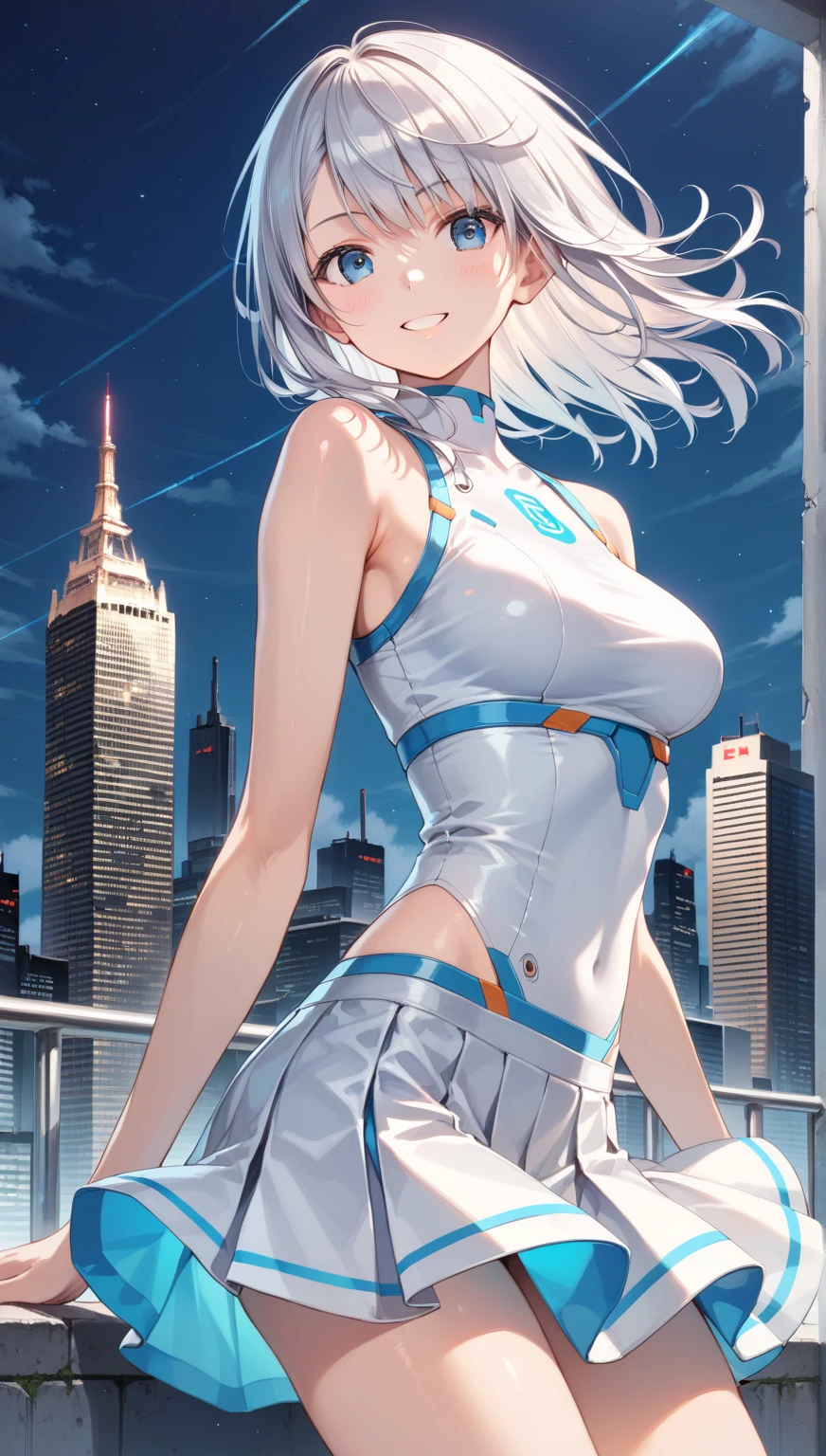 Woman with huge breasts growing into a giantess