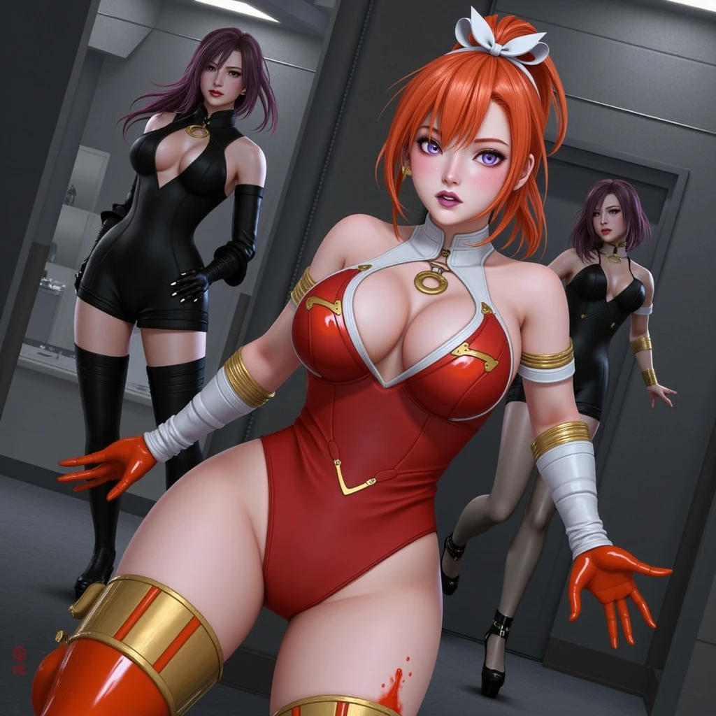 (ultra realistic,32k,RAW photo:1.1),(high detailed skin:1.1), 8k uhd, dslr, high quality, film grain, (makeup, mascara:1.1), lips,(thick\lips\),
(shiny glossy translucent clothing:1.1),<lora:bsha-lora-nochekaiser:0.9>bsha, short hair, (blue eyes:0.75), blonde hair, twintails, short twintails,gloves, hat, dress, boots, gun, huge weapon, orange footwear, orange dress, bare shoulders, red gloves,,(huge breast:0.9),<lora:add_detail:0.77>,
Kneeling with head bowed,
(busty:1.1) , (chubby:0.1),(Specular highlight glowwave :1.1), <lora:LowRA:0.4>, dark theme,castle, imposing fortress, medieval architecture, historic ,(glowing lights background:1.1)