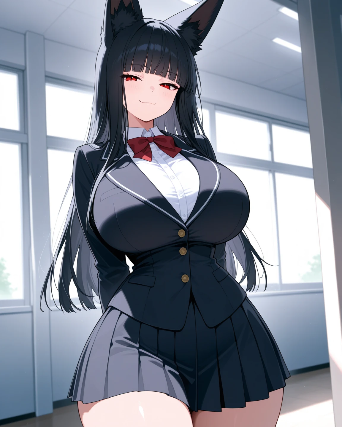 ((masterpiece)), ((best quality)), (ultra-detailed), ((extremely detailed)), 4K, (8K), best quality,, ((((perfect anatomy)))), five fingers, ((((beautiful detailed eyes)))), (((world-class quality))), photorealistic, extremely detailed, high resolution, (detailed shaded pretty face), (((house wife))), solo, (((sagging breasts))), ((glowing detailed skin and hair)), white-skinned, (((glistening skin))), , (baby face), black hair, happy smile, big ass,, potbelly, rapidef,, black hat, (black skirt), side slit, thighhighs, red tie, ((black shirt)), garter straps, black leather jacket, squatting, spread legs, kneeling,