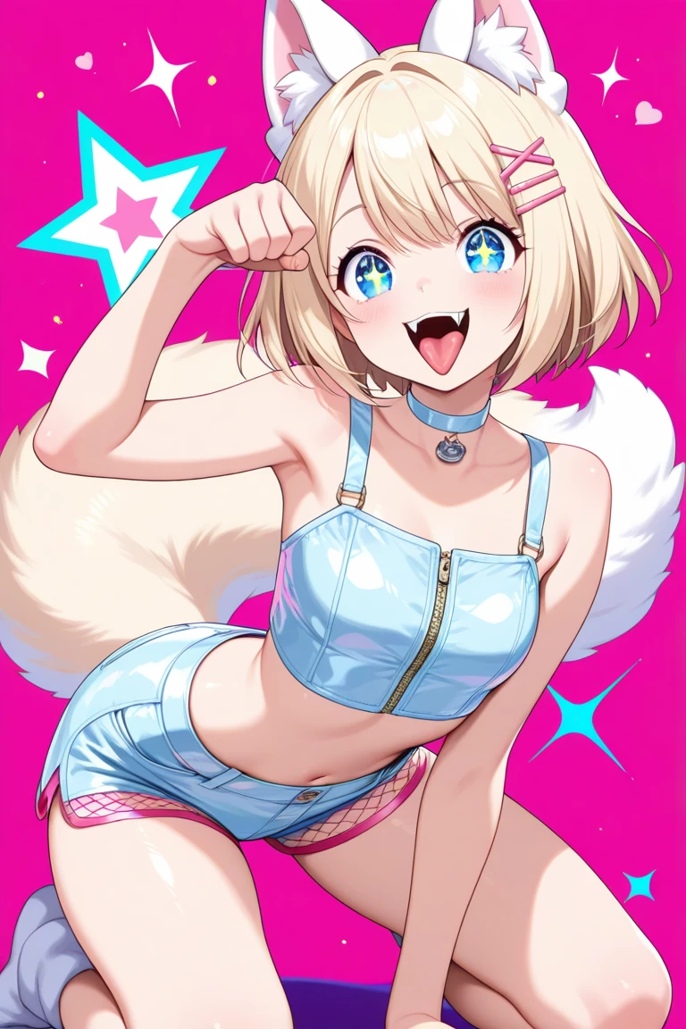 (((1 cat-girl))), solo, (blue eyes), (blonde long hair), ((panties)), ((crop top)), (huge breasts),