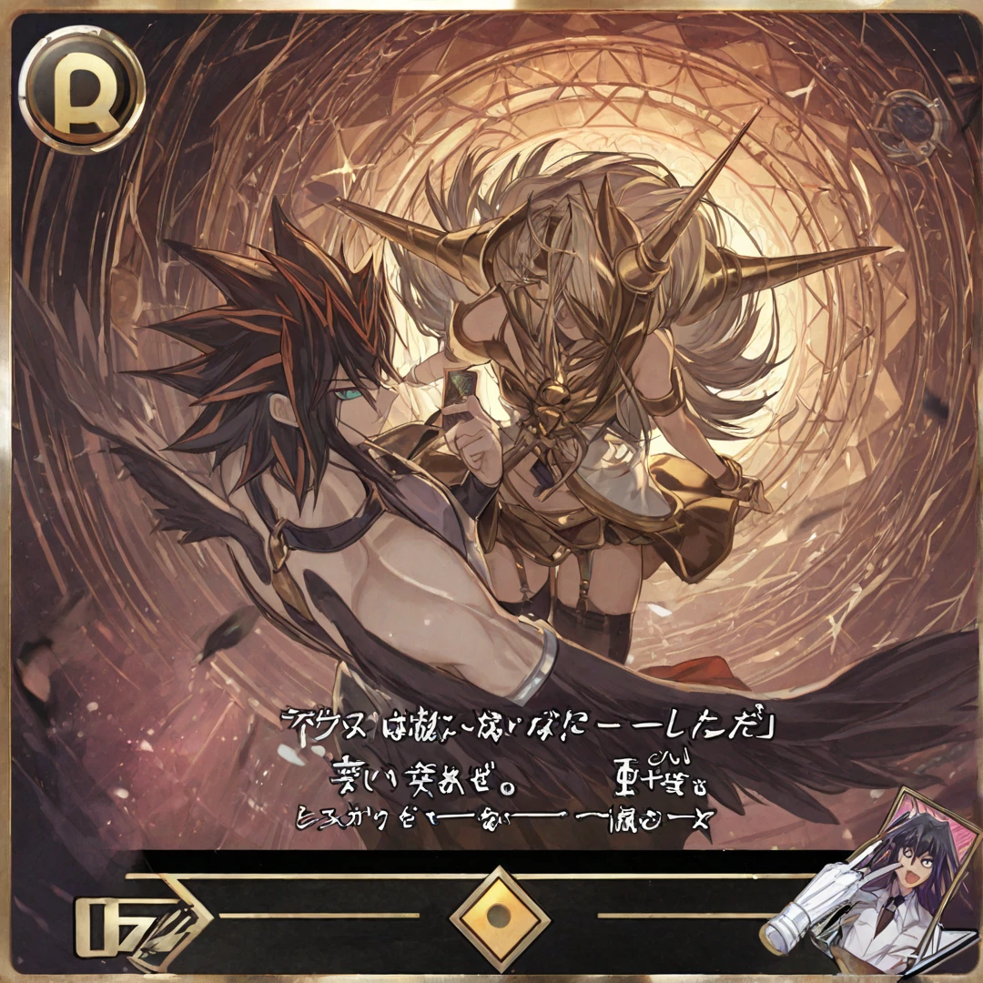 A dragon girl with a crystal horn golden horn Black Hair
