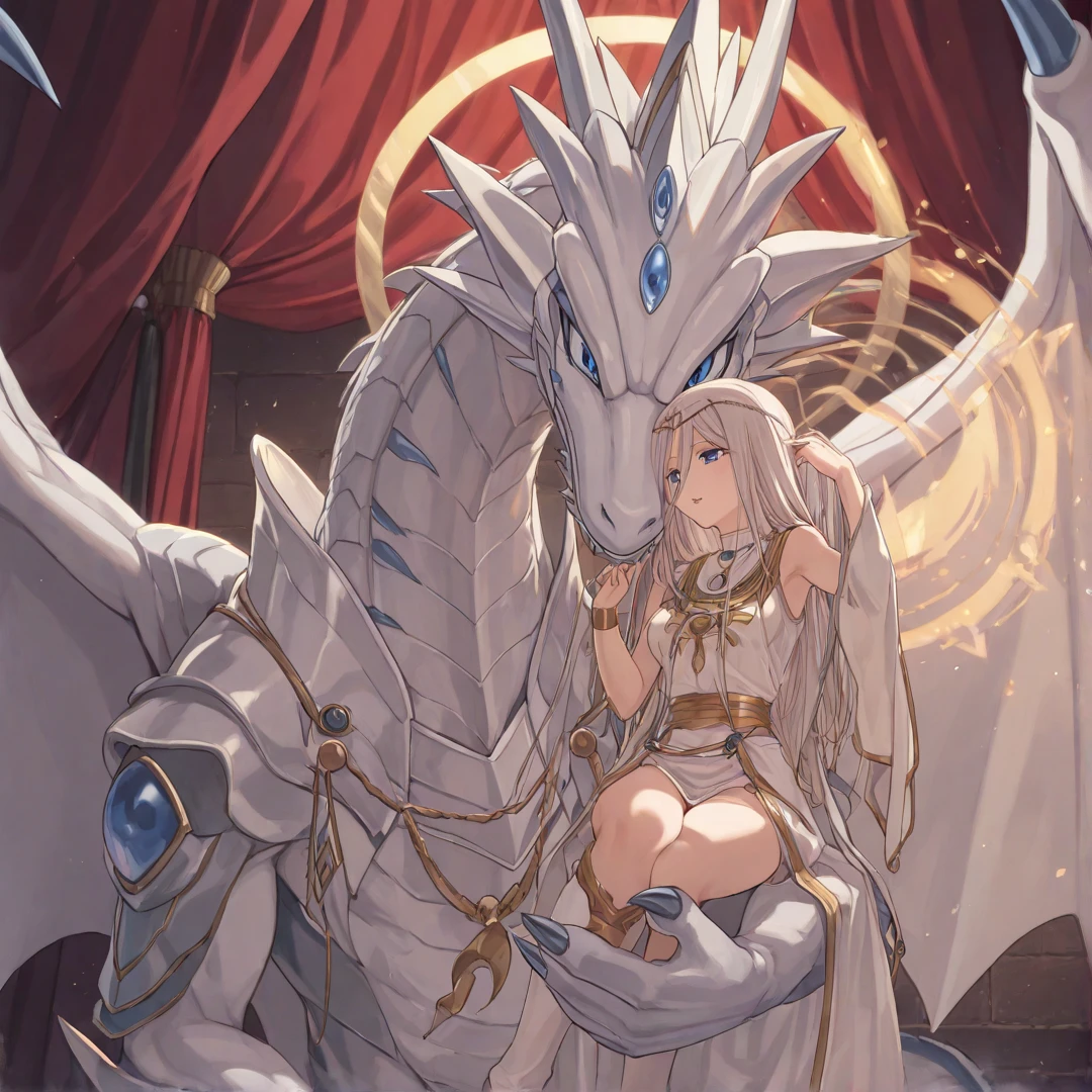 ((couple)), (dad and daughter), (big elder black dragon emperor), (small young white dragon princess), (black emperor is muscular daddy), (white princess is beautiful), anthro, scales, tail, (naked), medieval, fantasy, night, (in breeding room), toe claws, epic, depth of field, (blush), perfect lighting, (light particles),(best quality),(masterpiece),(ultra detailed),sharp focus, light particles, (missionary position), (black emperor cunnilingus white princess), (emperor suck princess pussy), (princess ashamed), (emperor excited), (arm+hand+1thumb+4finger). anime style