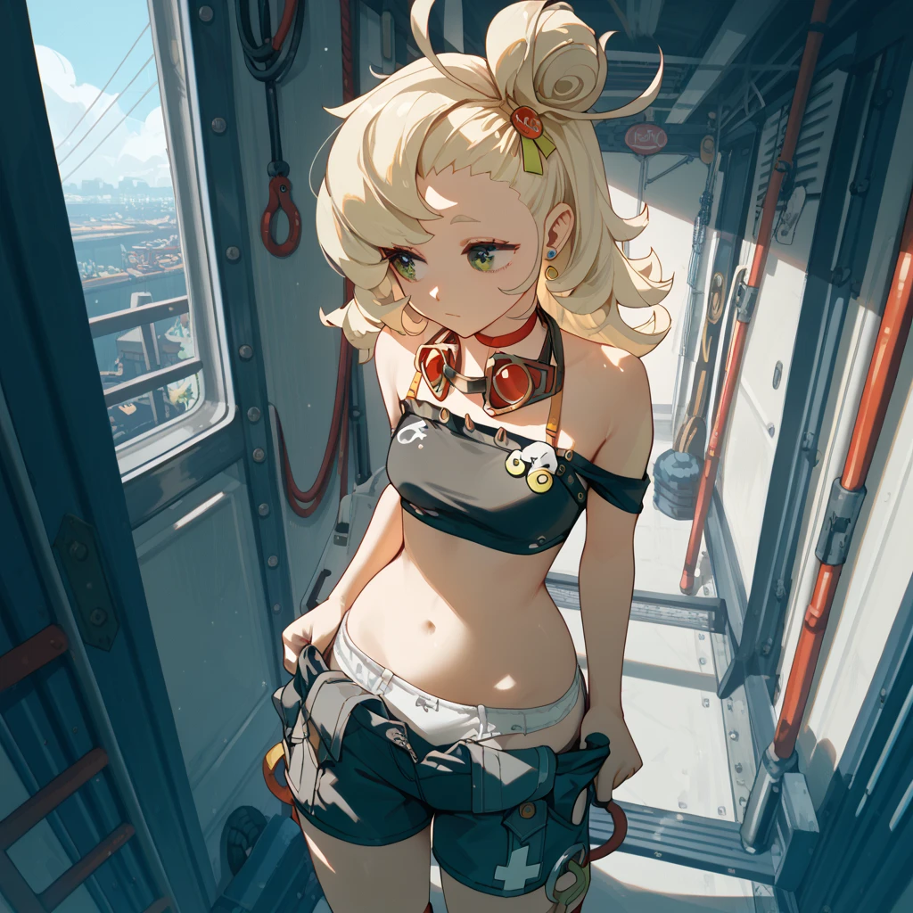 Optimal,masterpiece,High resolution,highest quality,hyper HD,Very detailed,Award-winning,16K,alone,(Upper Body),Correct Anatomy,Beautiful Cyberpunk Girl,Upper Body Photos、Cute face,,bionde、Long Hair、Twin tails、Braid, Hairline,((Scarlet Eyes)),Long eyelashes,Drooping eyelids,White skin,((Shoot from the front:1.5)), ((sexy camisole:1.5)), ((Clock Top:1.5))、rocket , (Large Breasts),