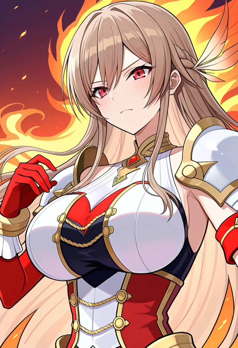 girl, belly button, big breasts, curvy, Queen, bullying, slaughter, holding enemies helmet, red fluid on body, red liquid on armor, Red fluid on my belly button, Red fluid on my chest, tall, long sword in hand, slashing sword, red liquid splashing, red liquid on my belly button, red liquid on belly, gun, knife, sword, war, battlefield, underwear, kill, shot from below, sensual, Red fluid on my chest, serious, murderous face, holding knights helmet , enemy is falling, giving the final blow, background(fallen soldier with red liquid) 